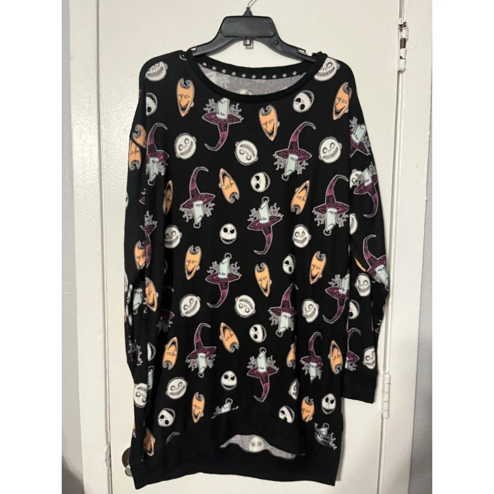 Disney Nightmare Before Christmas JackSkellington Sleep Shirt Womens Large Black